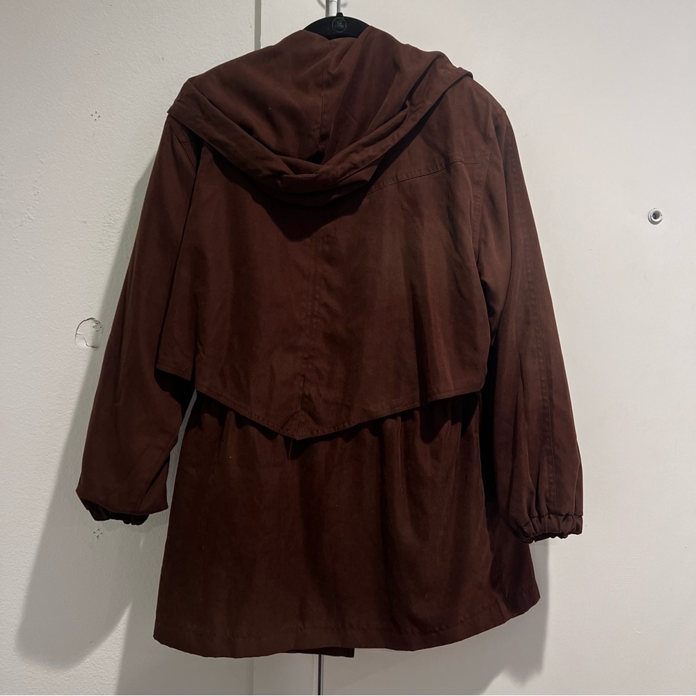 Suede Brown Barn Coat with Waist - Picture 3 of 9